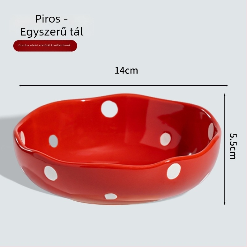 Kerámiás macskatál étel- és itatál, emelt lábú állványon, ferde peremmel