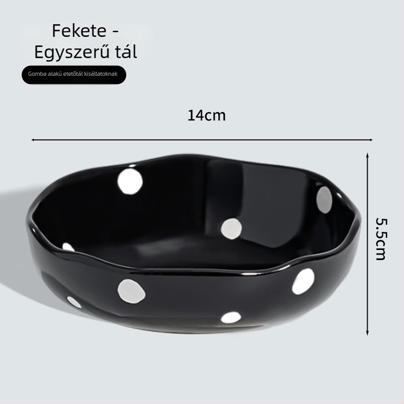 Kerámiás macskatál étel- és itatál, emelt lábú állványon, ferde peremmel