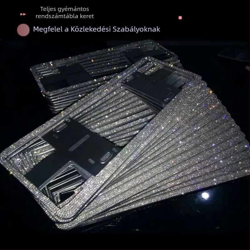 Autó rendszámtábla keret gyémántokkal rozsdamentes acélból – Termékkód 46210306z5681h