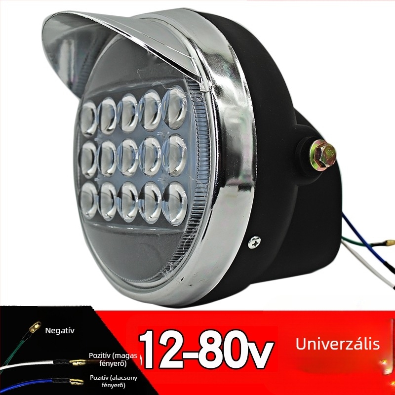 Elektromos tricikli első fényszóró – ultra-fényes LED elülső lámpa, kompatibilis 12V/48V/60V