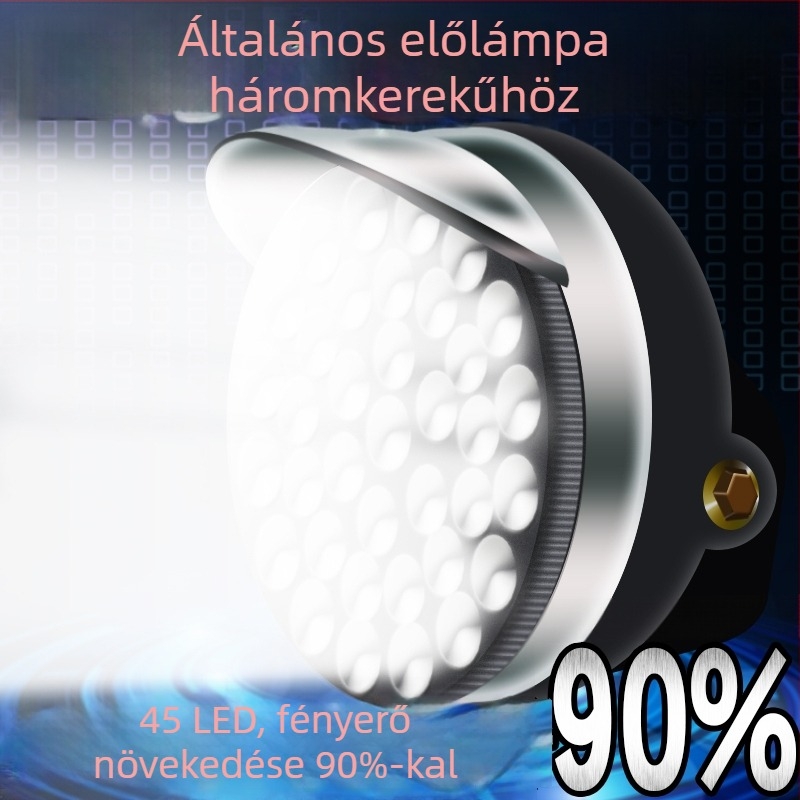 Elektromos tricikli első fényszóró – ultra-fényes LED elülső lámpa, kompatibilis 12V/48V/60V