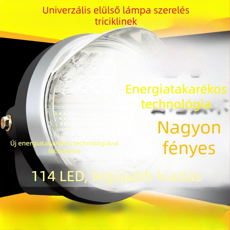 Elektromos tricikli első fényszóró – ultra-fényes LED elülső lámpa, kompatibilis 12V/48V/60V