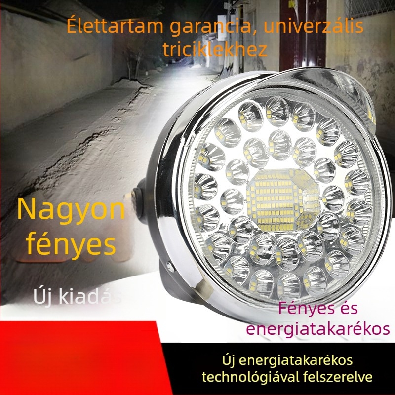 Elektromos tricikli első fényszóró – ultra-fényes LED elülső lámpa, kompatibilis 12V/48V/60V