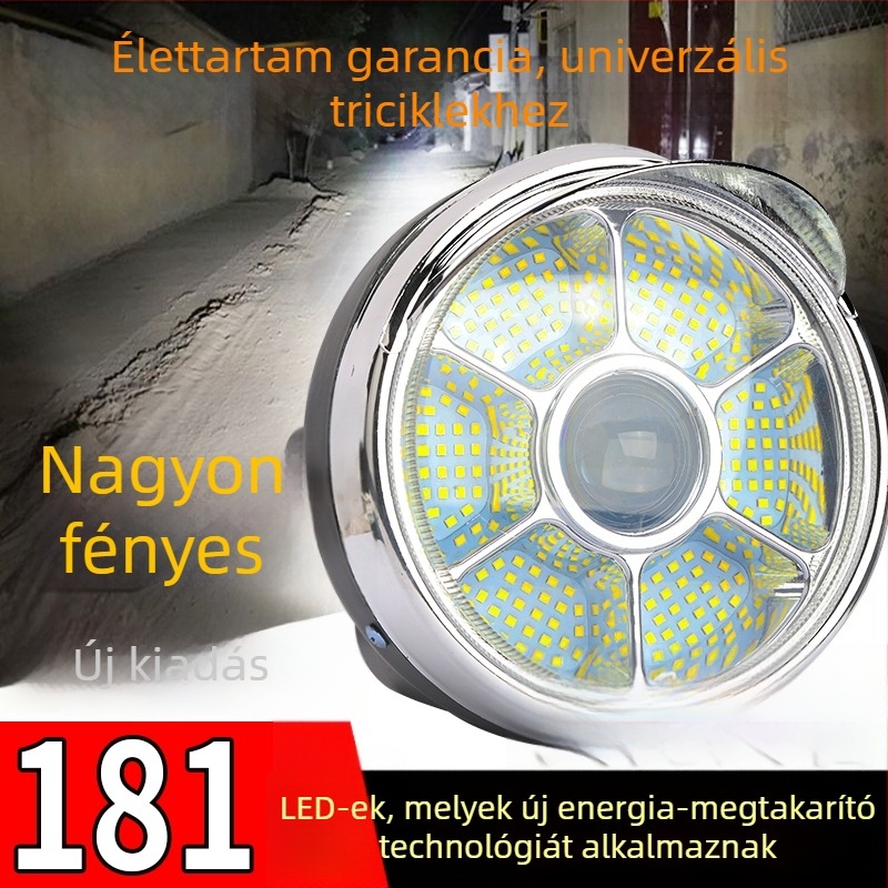 Elektromos tricikli első fényszóró – ultra-fényes LED elülső lámpa, kompatibilis 12V/48V/60V
