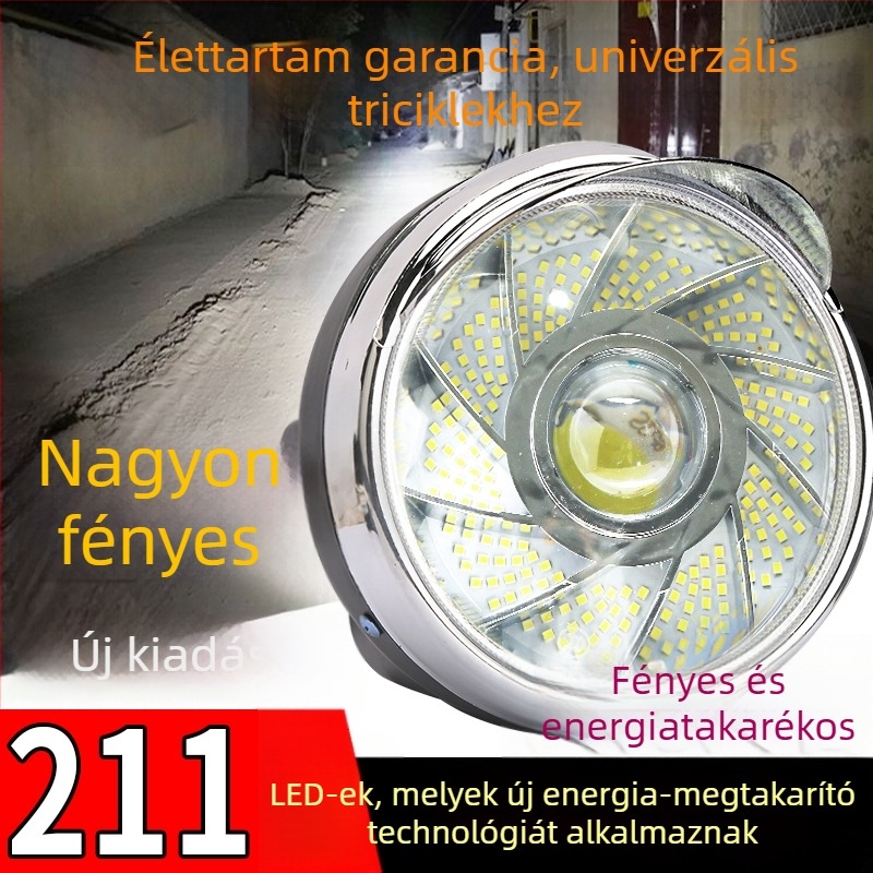Elektromos tricikli első fényszóró – ultra-fényes LED elülső lámpa, kompatibilis 12V/48V/60V