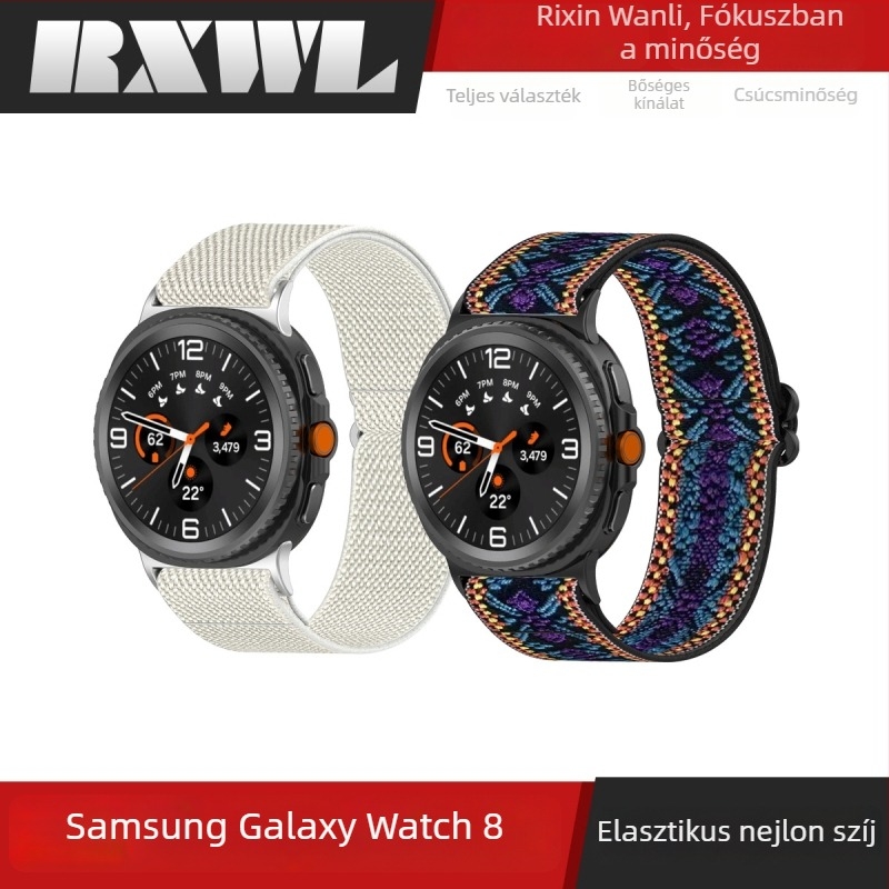 Rugalmas nylon szíj Samsung Watch8 és Galaxy Watch8 Classic számára, 46 mm