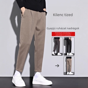 Férfi karcsú fazonú nadrág koreai stílusban, középső derekú, cipzár, rugalmas anyag
