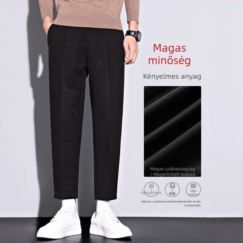 Férfi karcsú fazonú nadrág koreai stílusban, középső derekú, cipzár, rugalmas anyag