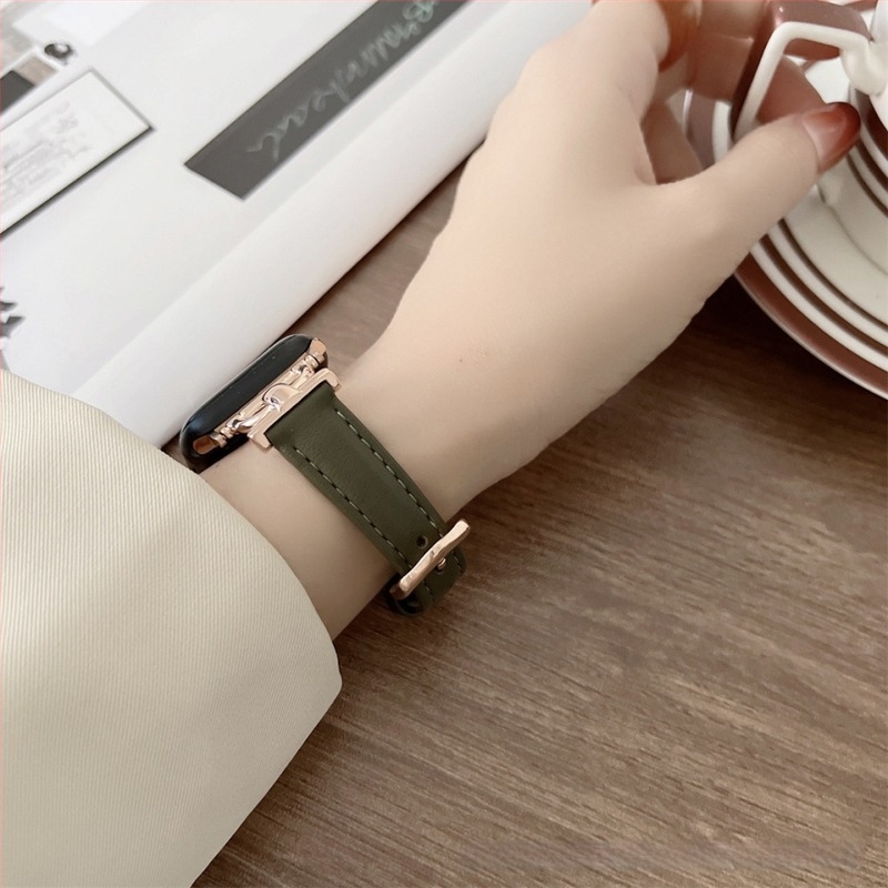 Apple Watch SE-hez való bőrszíj D-alakú csattal, elegáns nőies stílus