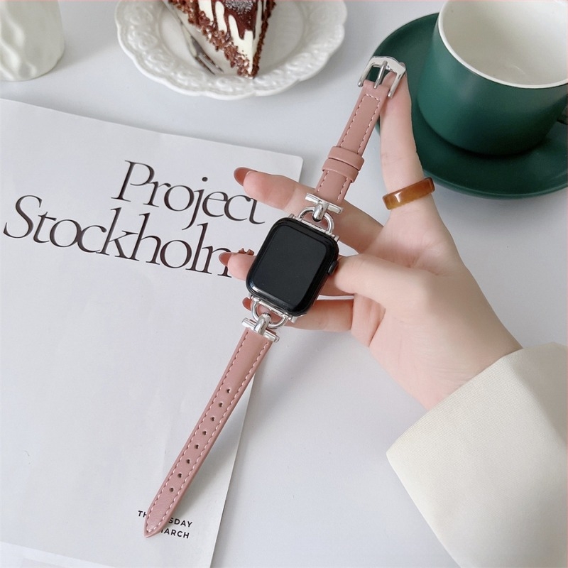 Apple Watch SE-hez való bőrszíj D-alakú csattal, elegáns nőies stílus