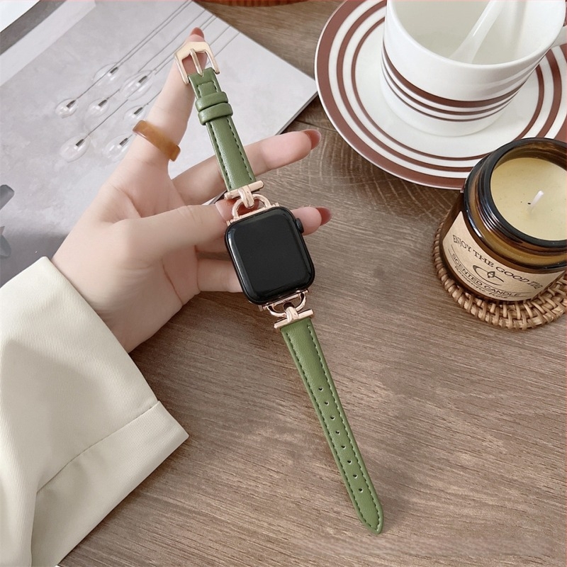 Apple Watch SE-hez való bőrszíj D-alakú csattal, elegáns nőies stílus