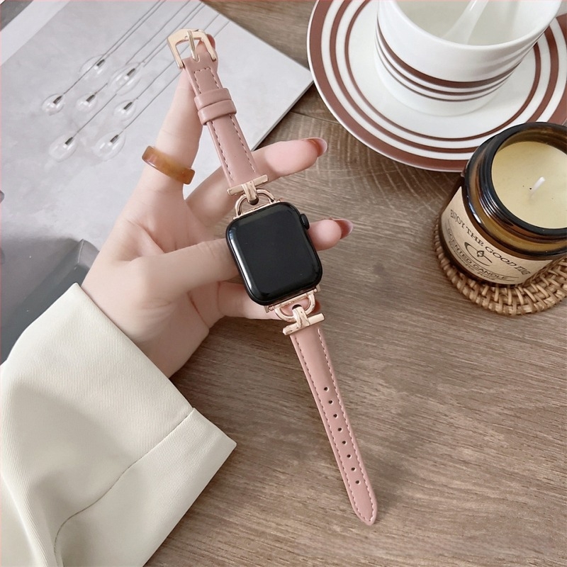 Apple Watch SE-hez való bőrszíj D-alakú csattal, elegáns nőies stílus