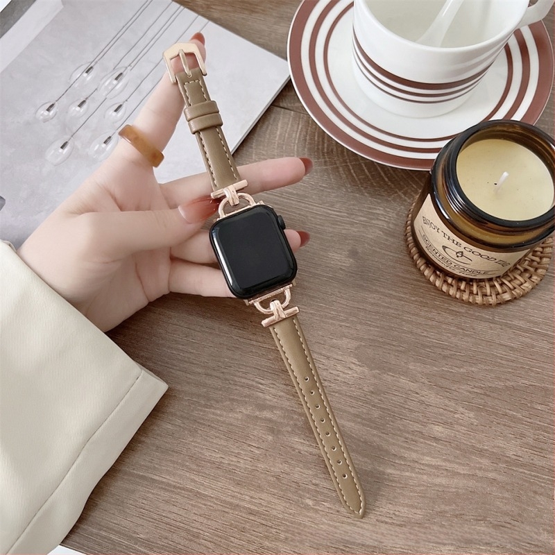 Apple Watch SE-hez való bőrszíj D-alakú csattal, elegáns nőies stílus