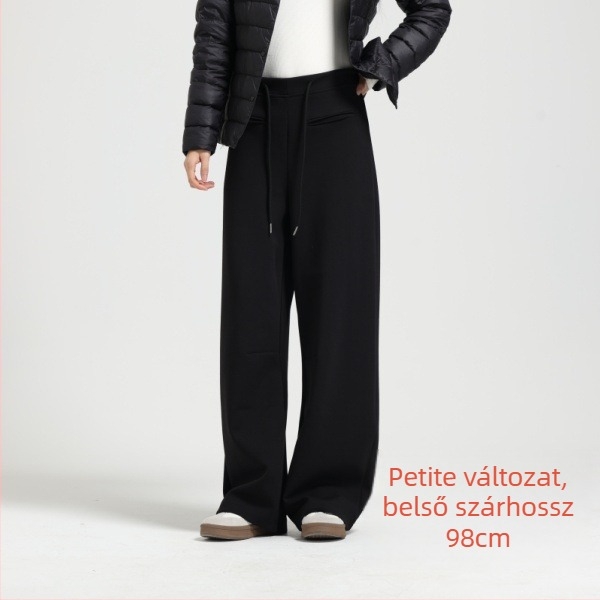 Női téli fleece-del bélelt, keskeny szabású nadrág, kissé ívelt szár, mindennapi kényelmes sportnadrág
