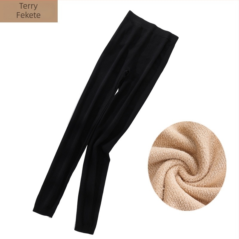 Őszi-téli meleg női leggings, egyszínű, karcsú fazon, egy réteg terry, nagy rugalmasság