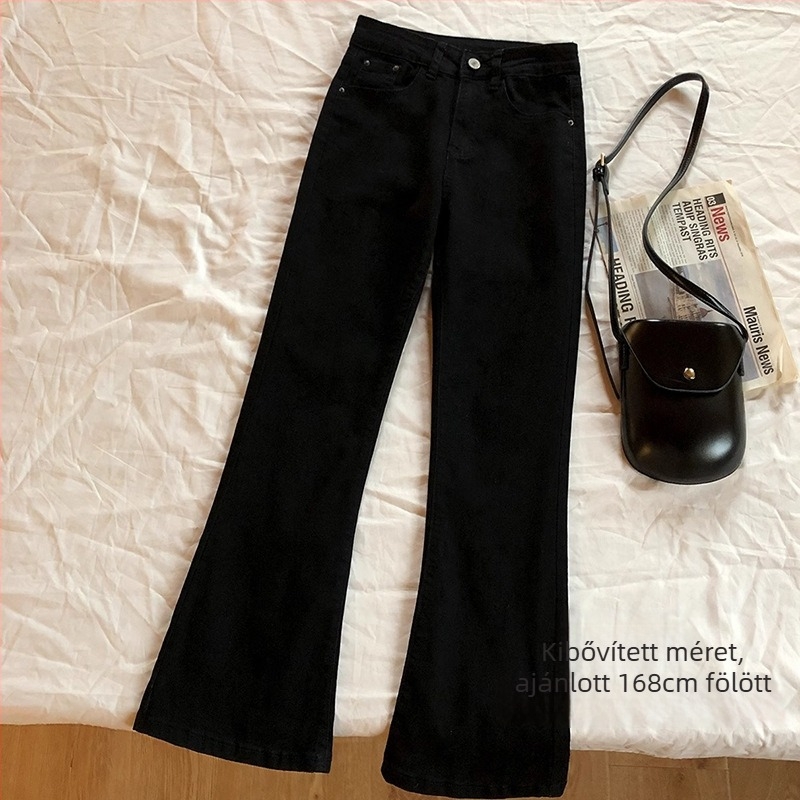 Női bootcut farmer – magas derék, pamut-stretch denim, denim keverék, közepes vastagság
