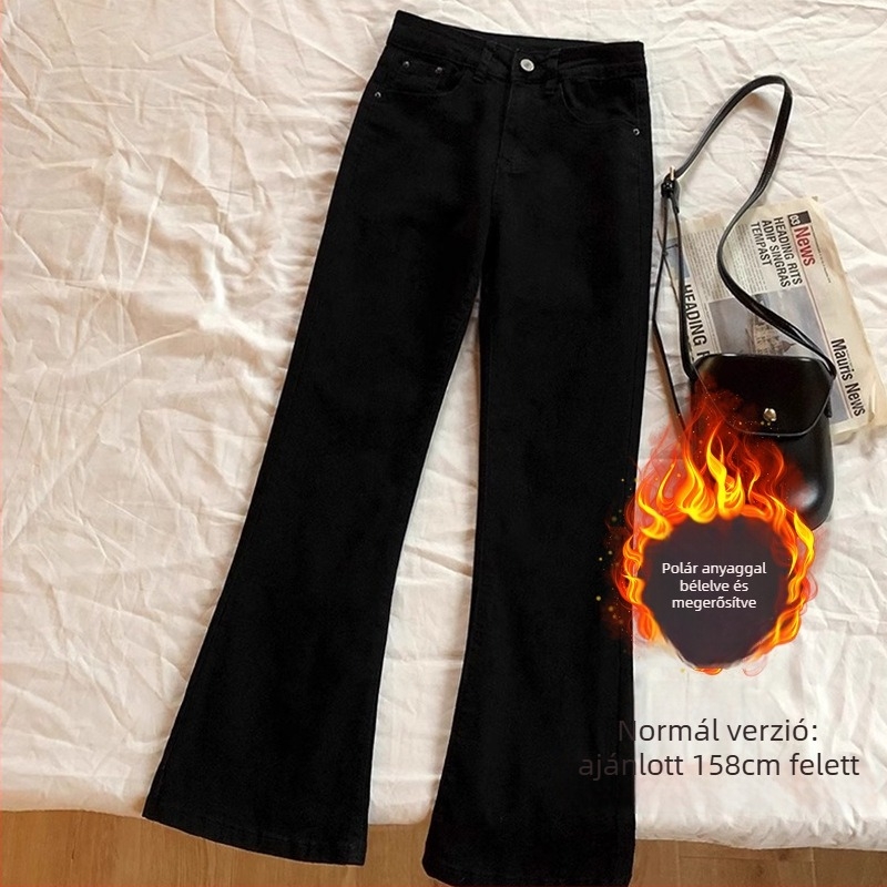 Női bootcut farmer – magas derék, pamut-stretch denim, denim keverék, közepes vastagság