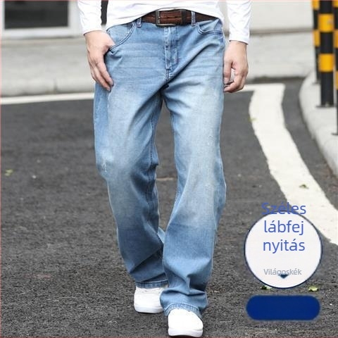 Férfi farmernadrág, egyenes szár, középmagas derék, cipzár, Washed, Modal