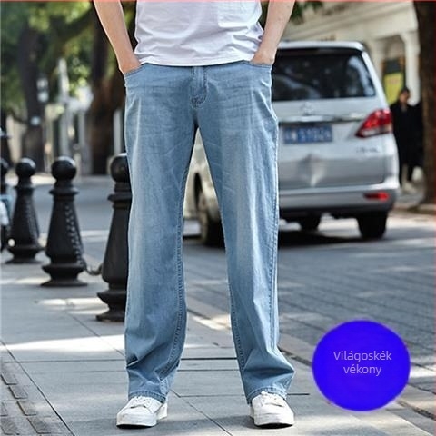 Férfi farmernadrág, egyenes szár, középmagas derék, cipzár, Washed, Modal