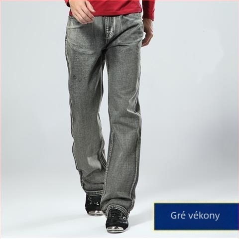 Férfi farmernadrág, egyenes szár, középmagas derék, cipzár, Washed, Modal