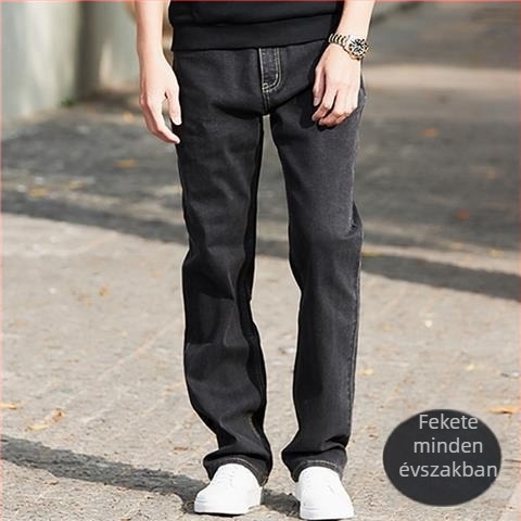 Férfi farmernadrág, egyenes szár, középmagas derék, cipzár, Washed, Modal