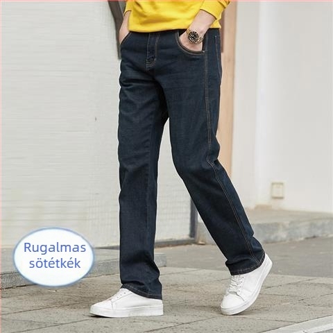 Férfi farmernadrág, egyenes szár, középmagas derék, cipzár, Washed, Modal