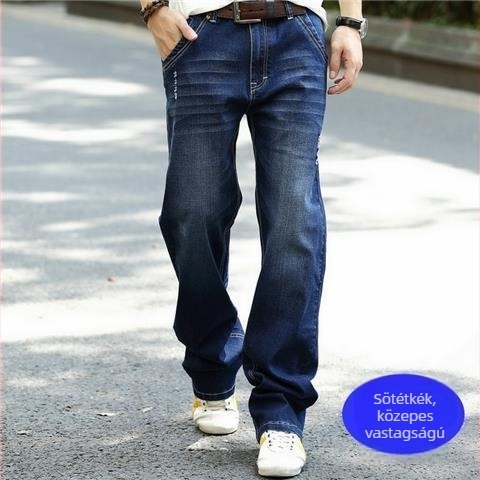 Férfi farmernadrág, egyenes szár, középmagas derék, cipzár, Washed, Modal
