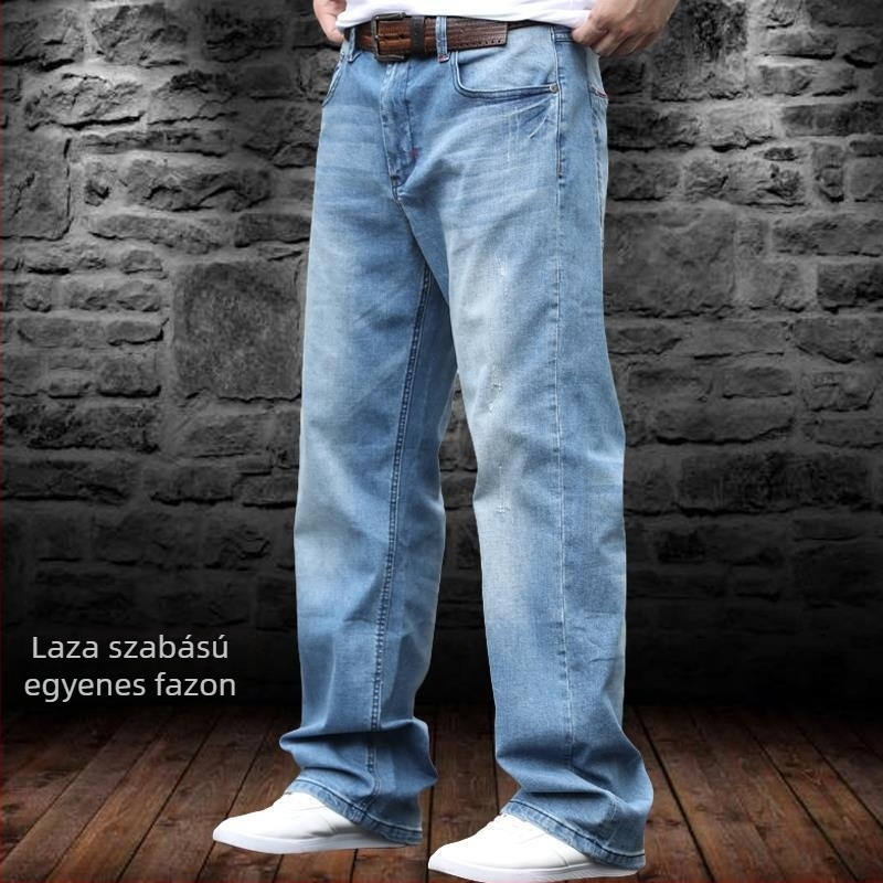 Férfi farmernadrág, egyenes szár, középmagas derék, cipzár, Washed, Modal