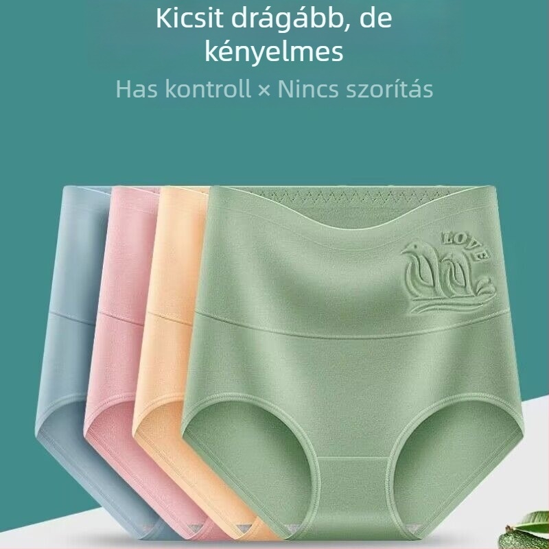 Női pamut magas derekú alsó a has kontúrjának formázásáért, légáteresztő, antibakteriális, csípőemelő