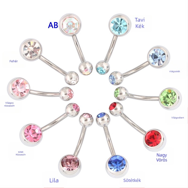 Köldökgyűrű gyémánt bevonattal | Fém, Geometriai forma, Női stílus