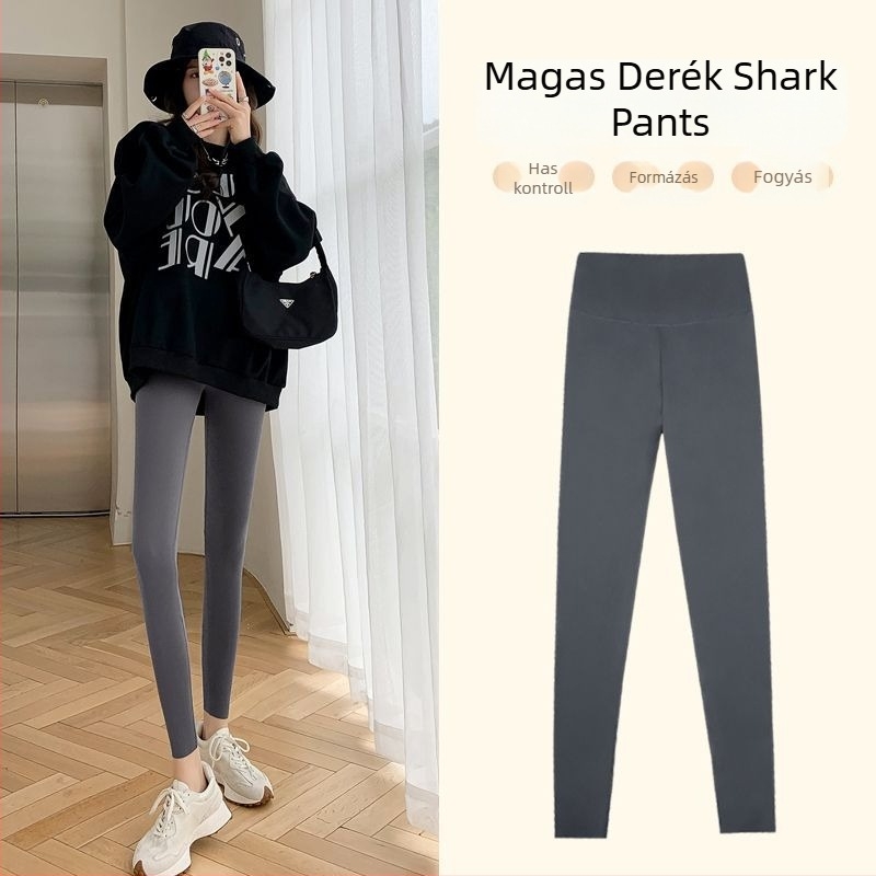 Női Shark nadrág, magas derekú, téli béléses, rugalmas és szoros jóga nadrág
