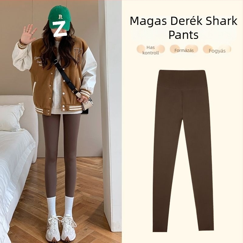 Női Shark nadrág, magas derekú, téli béléses, rugalmas és szoros jóga nadrág