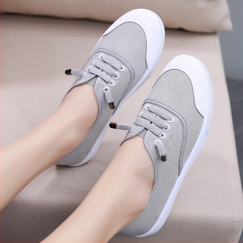 Női vászoncipő, alacsony felső rész, lélegző, slip-on, vászon felsőrész, műanyag talp