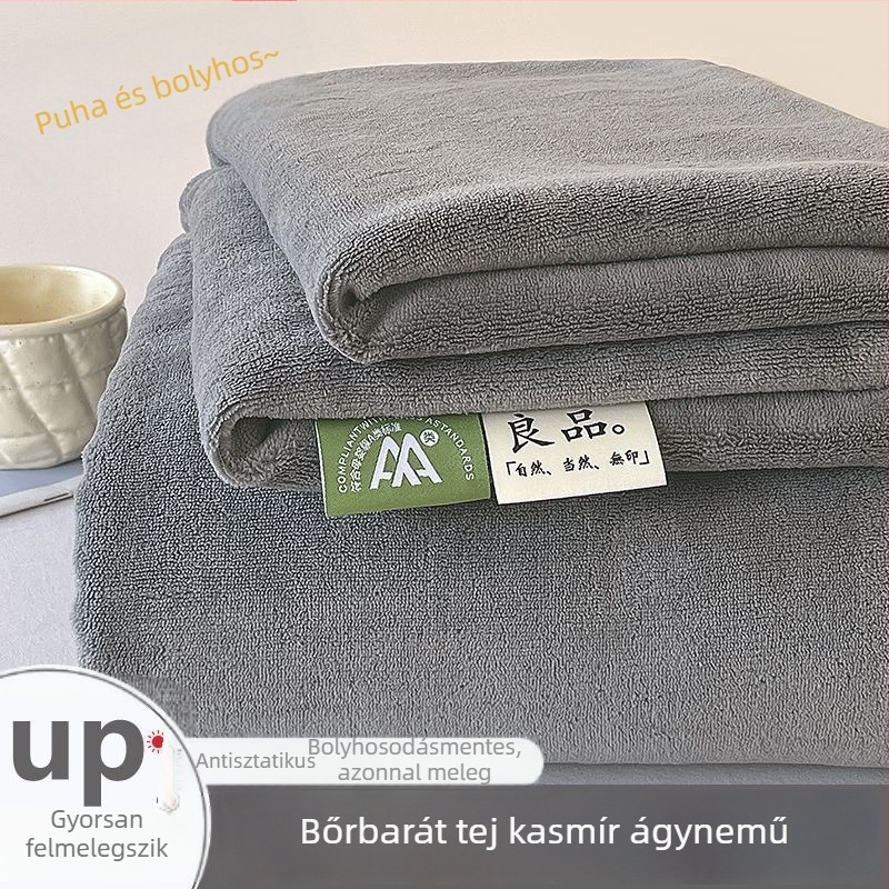 Tej velvet egyszínű lepedő készlet, 200×230×250 cm, fleece-béléssel, vastag, meleg, szálmentes, 3 darab