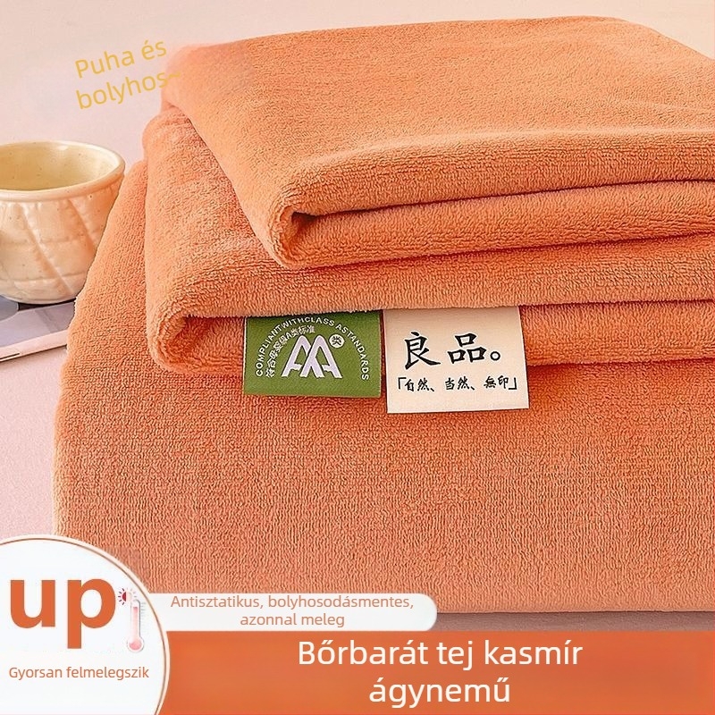 Tej velvet egyszínű lepedő készlet, 200×230×250 cm, fleece-béléssel, vastag, meleg, szálmentes, 3 darab