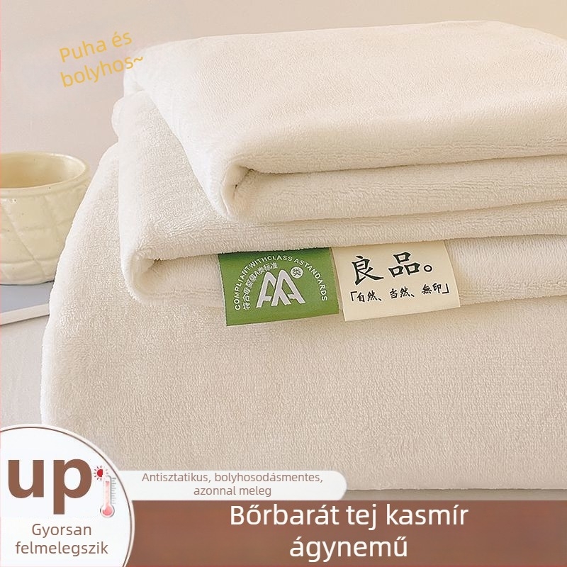 Tej velvet egyszínű lepedő készlet, 200×230×250 cm, fleece-béléssel, vastag, meleg, szálmentes, 3 darab