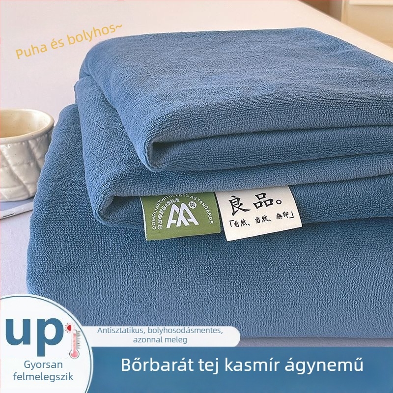 Tej velvet egyszínű lepedő készlet, 200×230×250 cm, fleece-béléssel, vastag, meleg, szálmentes, 3 darab