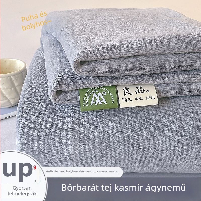 Tej velvet egyszínű lepedő készlet, 200×230×250 cm, fleece-béléssel, vastag, meleg, szálmentes, 3 darab
