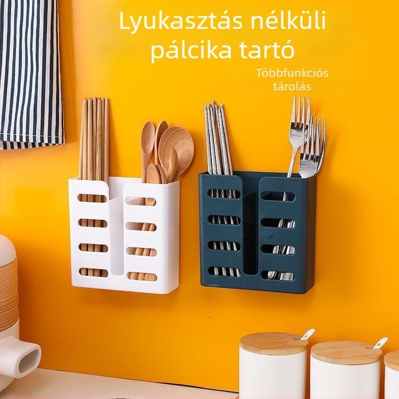 Falihoz rögzíthető pálcika- és kanál tartó, PP anyag, multifunkcionális konyhai tároló, származás Chaozhou
