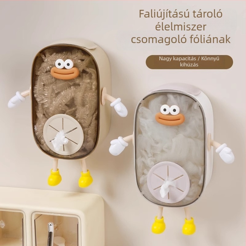 Falihoz rögzíthető fóliatároló doboz, PS műanyag, 2 L kapacitás, porvédett, modern minimalist design