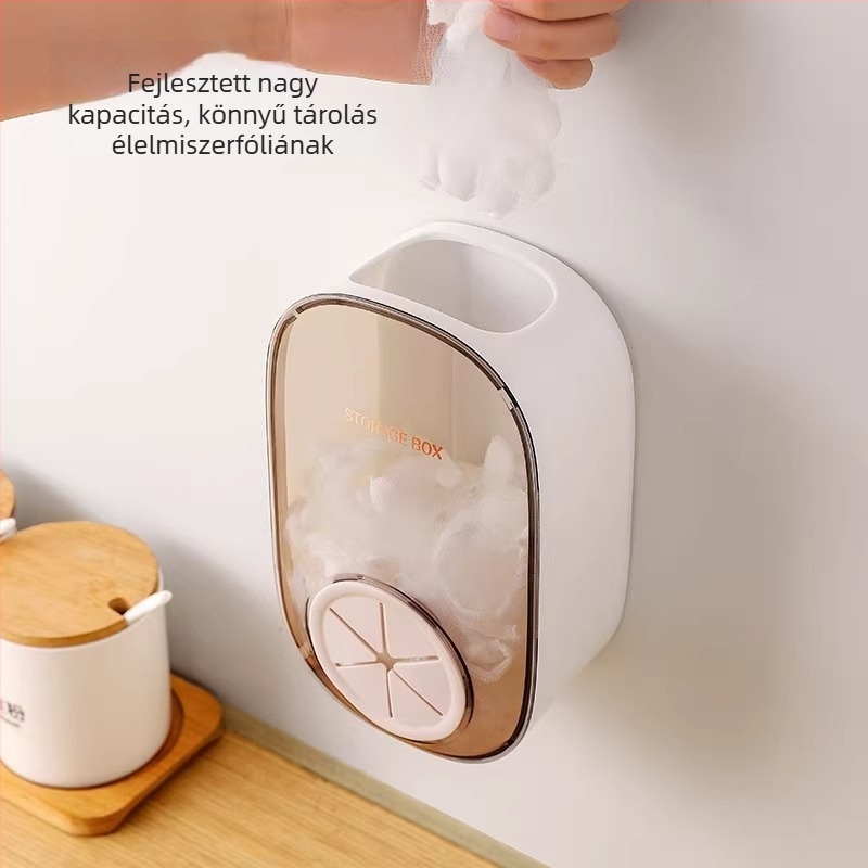 Falihoz rögzíthető fóliatároló doboz, PS műanyag, 2 L kapacitás, porvédett, modern minimalist design