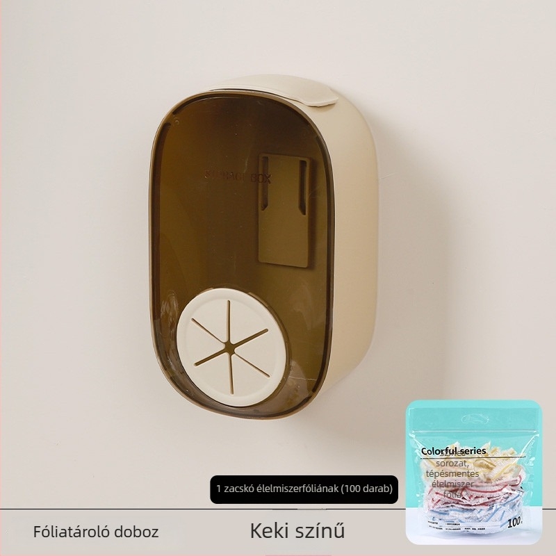 Falihoz rögzíthető fóliatároló doboz, PS műanyag, 2 L kapacitás, porvédett, modern minimalist design