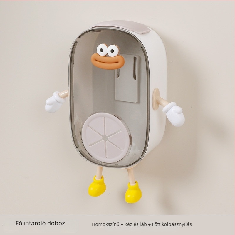 Falihoz rögzíthető fóliatároló doboz, PS műanyag, 2 L kapacitás, porvédett, modern minimalist design