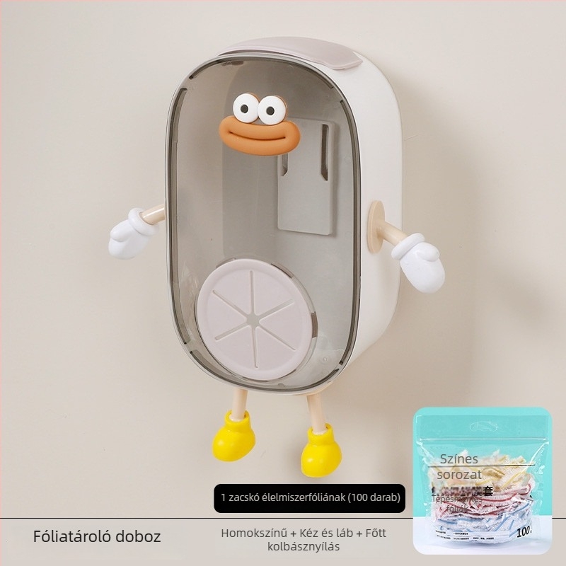Falihoz rögzíthető fóliatároló doboz, PS műanyag, 2 L kapacitás, porvédett, modern minimalist design