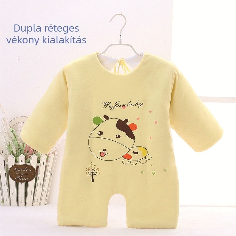 Újszülött baba alvózsák, ősz, cartoon minta, külső és bélés pamut, töltés velúr pamut