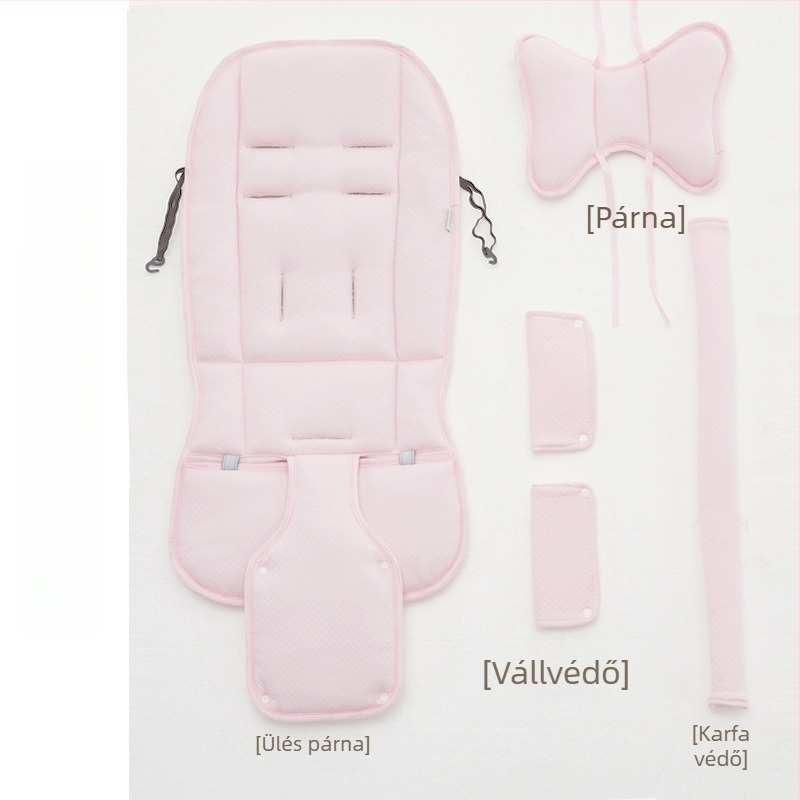 Babakocsi üléspárna – egész éves, kétoldalas, elülső védelemmel; Anyagok: tiszta pamut + selyemszál + ice silk; 0–1 éveseknek; testreszabható