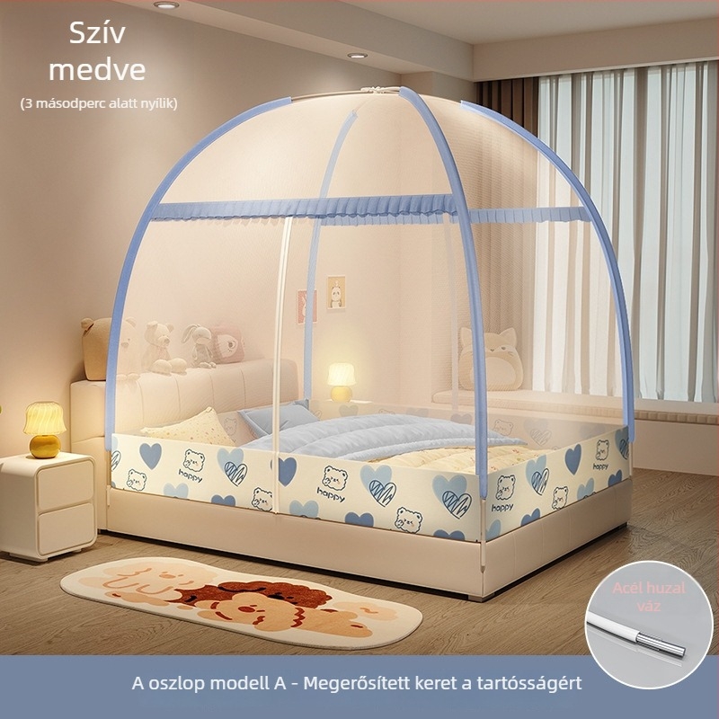 Ágyhoz szúnyogháló — mongol jurta stílus, rajzfilm dizájn, poliészter, üvegszálas keret, szerelés nélkül