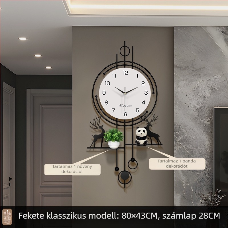 Nappali falióra Seiko mozgással, elemmel működik, csendes járás, analóg kijelző számokkal, vas keret.