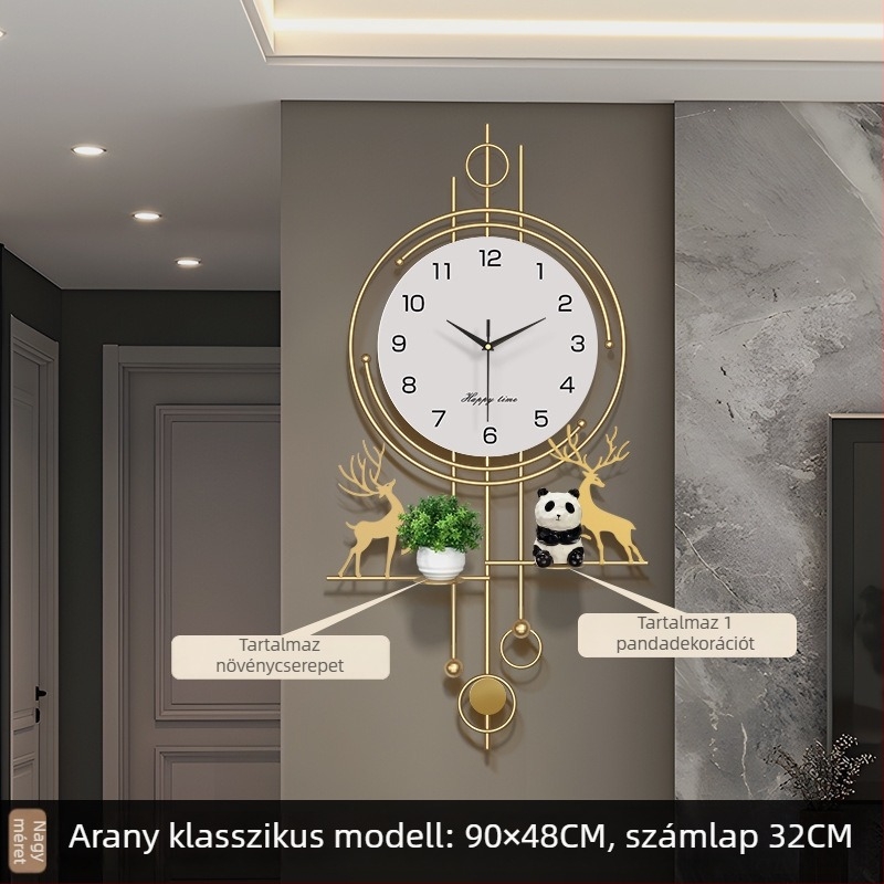 Nappali falióra Seiko mozgással, elemmel működik, csendes járás, analóg kijelző számokkal, vas keret.