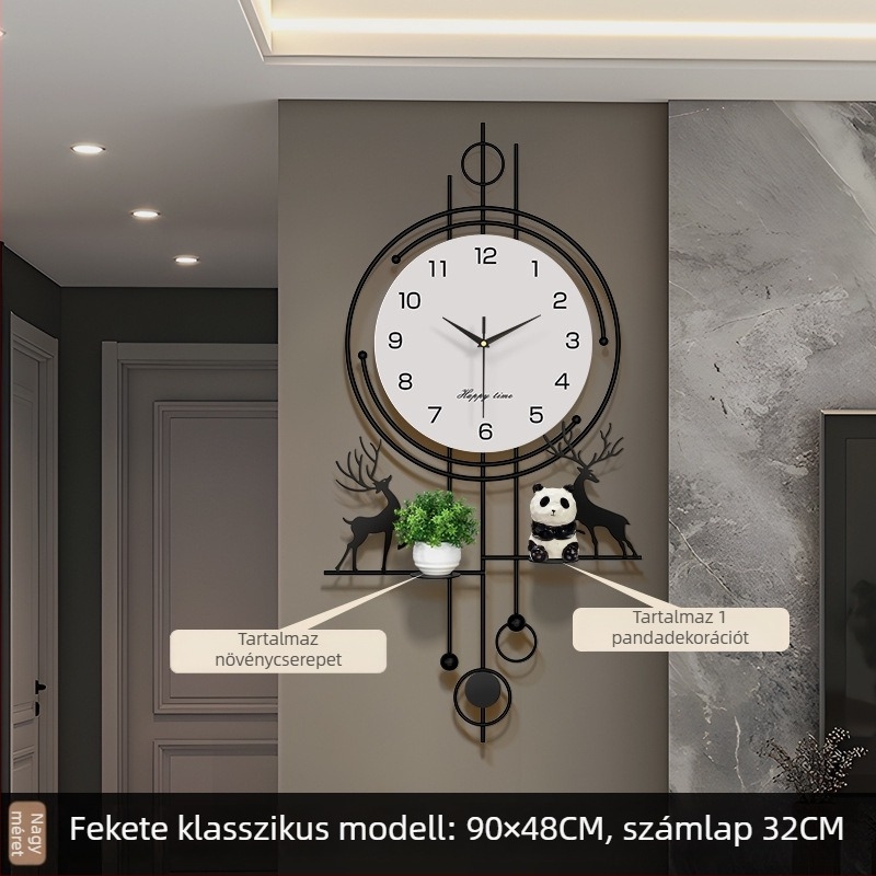 Nappali falióra Seiko mozgással, elemmel működik, csendes járás, analóg kijelző számokkal, vas keret.